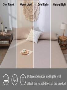 3入組/套素色床笠套裝不附帶填充物現代素色床上用品床笠套裝適用於臥室 - 卡其色 - 查看 7