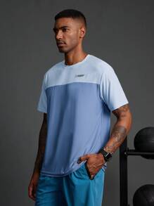 Acti Log Áo thun thể thao nam cổ tròn tay ngắn in chữ Boyfriend Style, quần áo tập gym - Màu xanh nhạt - Xem 8