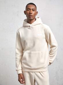 AKNOTIC Business Casual Men Knitted Loose Fit Dropped Shoulder Hooded Casual Fleece Sweatshirt Set, Suitable For Autumn & Winter