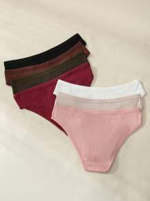 Snug Zone 7pcs Women Ribbed Comfortable Triangle Panties , Briefs - Multicolor - View 2