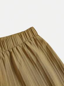 Mulvari 2件套女士纯色长袖纽扣衬衫和阔腿裤休闲套装 - 軍綠色 - 查看 7