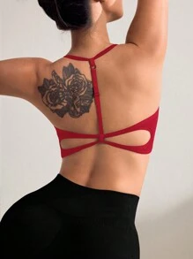 Easithlete Women Seamless Sports Backless Bra For Chinese New Year - Red - View 1