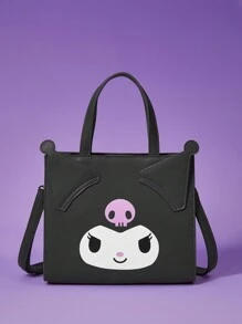 HELLO KITTY AND FRIENDS | SHEIN Cartoon Kuromi Pattern Black Handbag