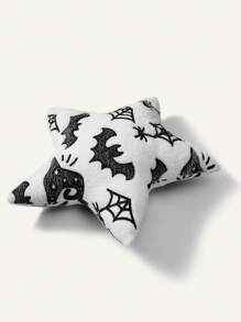 1 buah Bantal Lempar Berbentuk Bintang Mewah yang Bercahaya dalam Gelap untuk Pesta Halloween Anak-anak - Hitam dan Putih - View 7