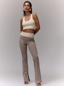 MUSERA Scoop Neck Fitted Cropped Tank Top Vacation Spring Summer Casual - Apricot - View 5