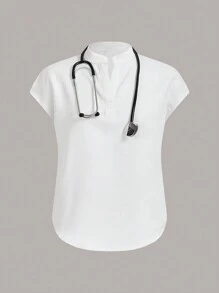 TaskEZ Women Summer Nurse Uniform Scrub Set Jogger Set - Stretchy Top And Multi-Pocket Pants, Nurse Beautician Work Outfit