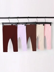 Ensemble de 3 pièces pour bébé fille : leggings côtelés simples et décontractés, pantalon polyvalent et extensible pour le printemps et l'automne - Multicolore - Voir 2