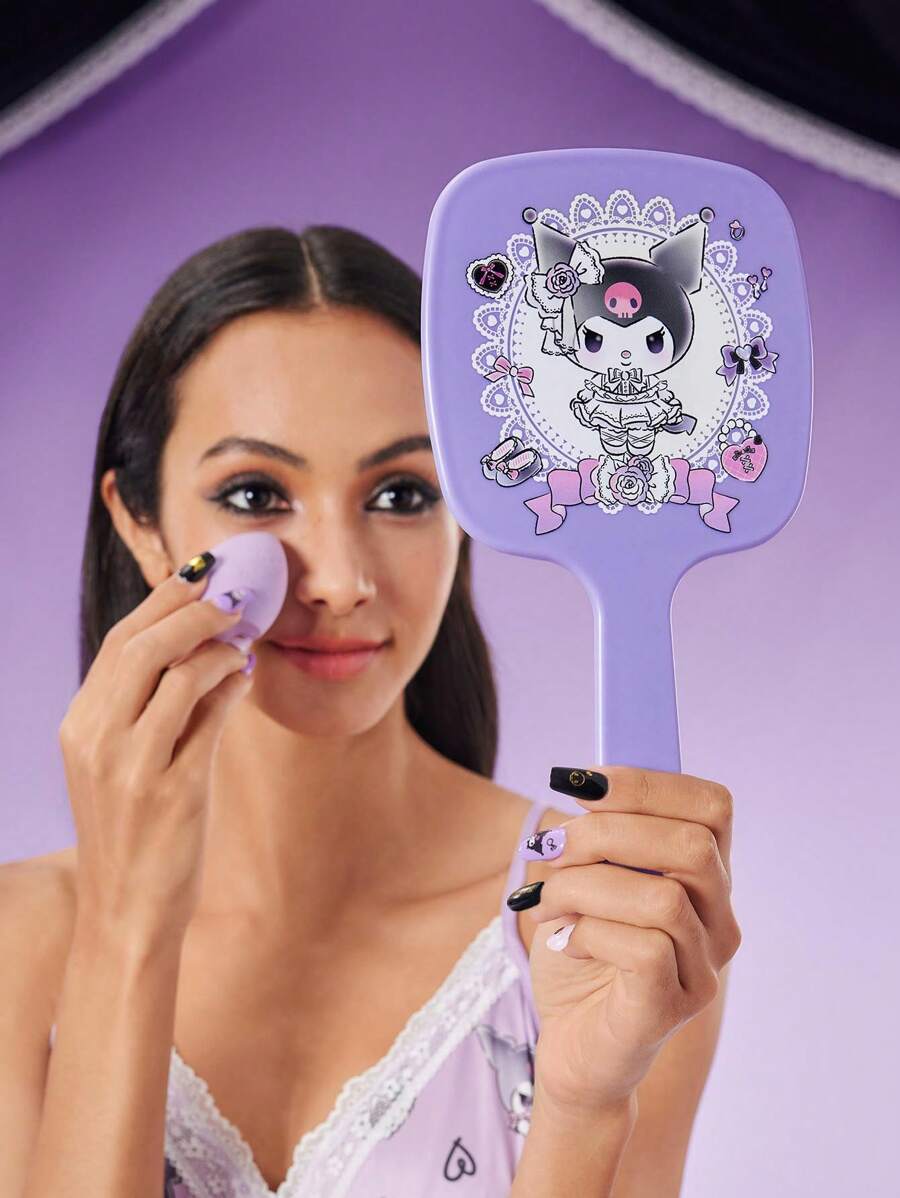 HELLO KITTY AND FRIENDS | SHEIN 1pc Cartoon Kuromi Pattern Purple Hand Mirror - Mauve Purple - View 1