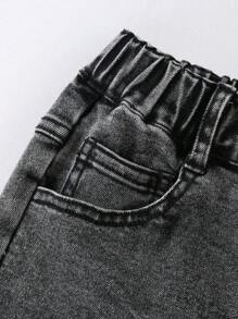 SHEIN Wildeya Pantalones acampanados elásticos de estilo vintage retro para niñas preadolescentes, otoño