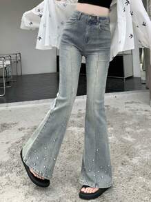 DAZY Women's Pocketed Flare Casual All-Match Jeans - Medium Wash - View 5