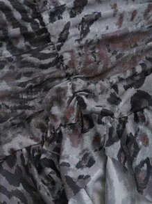 SHEIN Unity 细肩带蕾丝撞色镂空荷叶边下摆短款休闲连衣裙 - 灰色 - 查看 4