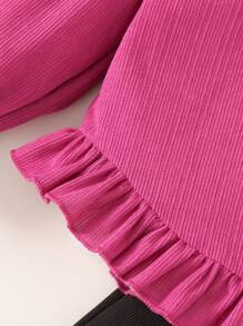 SHEIN Bộ đồ liền thân dài tay cổ tròn họa tiết hoa 3D cho bé gái - Màu Hồng Tươi - Xem 6