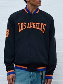 Manfinity VCAY Men's Loose Boxy Collar Long Sleeve Woven Jacket & Coats, For Fall Winter