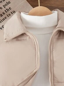 2 件 Tween 女童杏色立领无袖背心和白色立领长袖打底衫，秋冬兄弟姐妹装（单独出售） - 彩色 - 查看 5