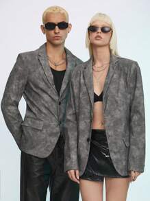 Manfinity VCAY Woven Casual Men's Blazer, For Fall Winter - Black - View 8