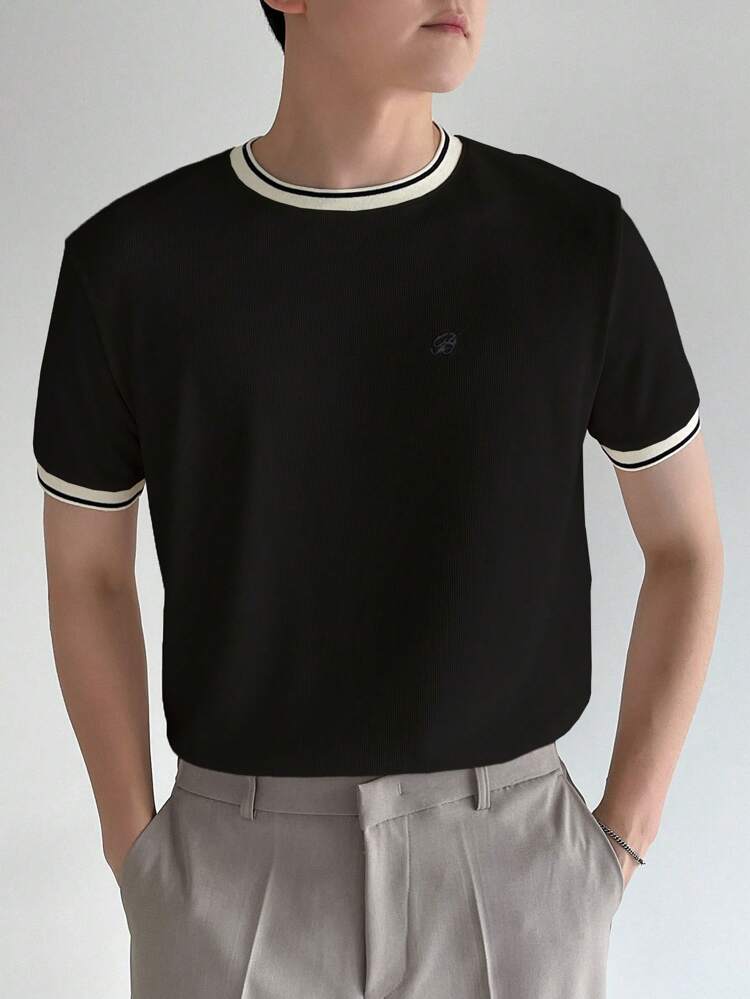 Men's Loose Casual Striped Round Neck Short Sleeve T-Shirt, Summer