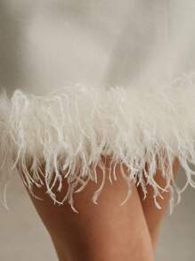 Anewsta 2 件套优雅西装外套和羽毛裙套装