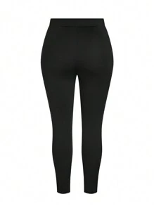 EMERY ROSE 2 件大码圆领长袖褶皱上衣和高腰无缝裤套装