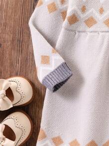 SHEIN 女婴针织毛衣裙，灰色和浅灰色，秋冬季舒适保暖，适合上学、日常穿着、居家、户外和旅行