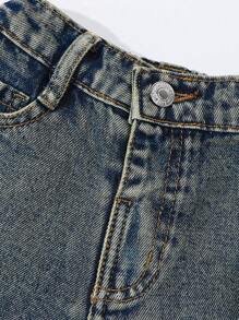 SHEIN ChillGRL 年轻女孩 Y2K 街头时尚紫色重度水洗 2 合 1 牛仔短裙