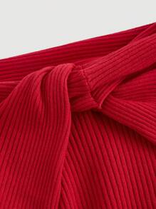 SHEIN MOD Red Off-The-Shoulder Crossover Twist Long Sleeve Sweater,Homecoming Tops,Airport Women Outfits,Halloween Outfits,Cat Woman Costume,Fall Clothes,Cocktail Party