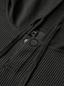 Manfinity VCAY Men's Loose Knitted Drop Shoulder Casual Hoodie, Suitable For Autumn & Winter , Black - Black - View 6