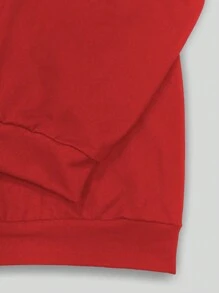 INAWLY 大码不对称领口嘴唇印花卫衣，毕业季、返校季、教师秋季套头衫 - 紅色 - 查看 5