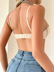 Women Solid Color Lace Patchwork Bra