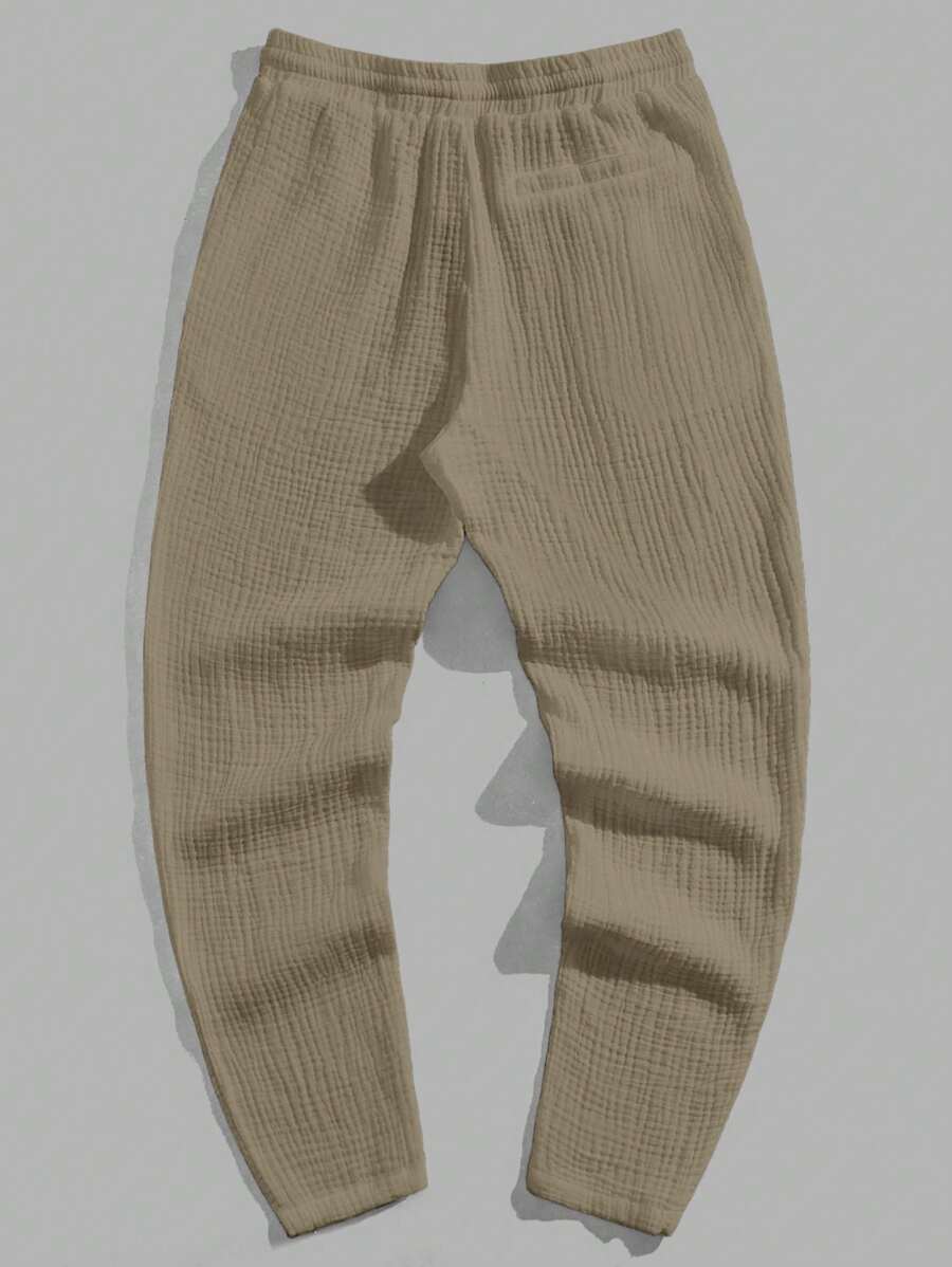 GENTILAND 男士弹性腰部纯色休闲梭织裤