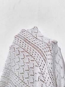 Calvaya Plus Size Women's Solid Color Simple Casual Long Sleeve Cardigan - White - View 7