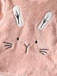 2pcs/Set Tween Girls Soft Plaid Pants & Embroidered Rabbit Sweatshirt Comfortable Warm Pajama Set, Fall/Winter