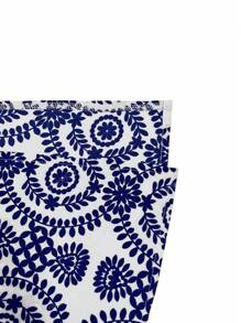 Dames lente- en herfstmode bloemenprint getailleerde mid-lange jurk