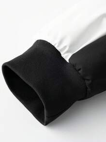 Manfinity EMRG 男士休闲字母印花宽松连帽棉服外套，冬季 - 黑色 - 查看 6