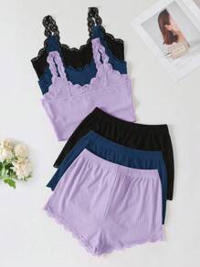 SHEIN Bộ đồ ngủ Cami trơn màu dành cho nữ Bộ đồ ngủ Pyjama Bộ đồ mặc nhà - Nhiều màu - Xem 2