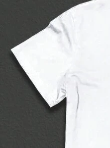 SHEIN Áo thun cổ tròn tay ngắn in hình nhân vật hoạt hình thường ngày cho bé trai tuổi teen, mùa hè - trắng - Xem 3