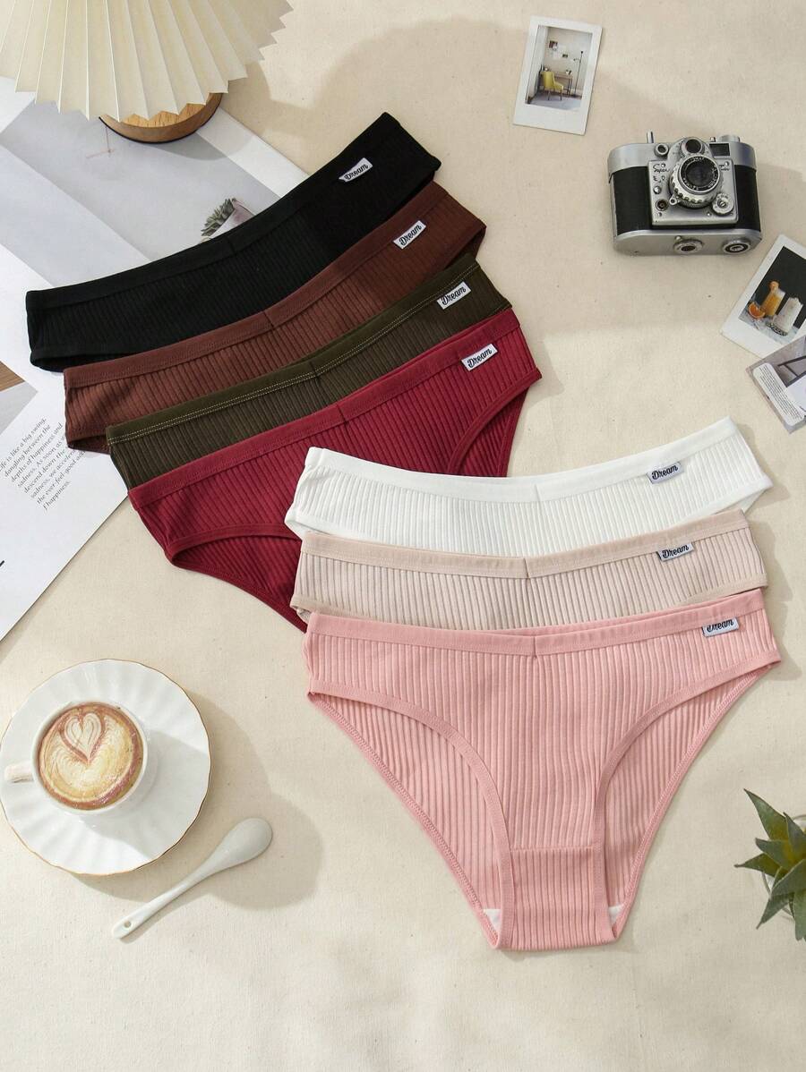 Snug Zone 7pcs Women Ribbed Comfortable Triangle Panties , Briefs - Multicolor - View 1