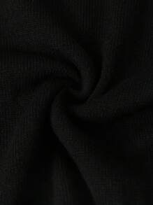 Elamini 纯色 V 领无袖简约针织上衣，休闲日常穿着 - 黑色 - 查看 3