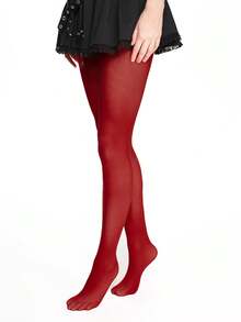 ROMWE Goth 1pc Burgundy Velvet Tight Leggings - Burgundy - View 4