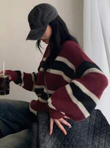 DAZY 女式圆领超大拼色套头毛衣、长袖上衣、秋装 - 彩色 - 查看 5