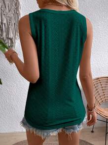 EMERY ROSE Áo ba lỗ đơn sắc cài nút phía trước đơn giản, giản dị dành cho nữ - Màu xanh lá cây đậm - Xem 2