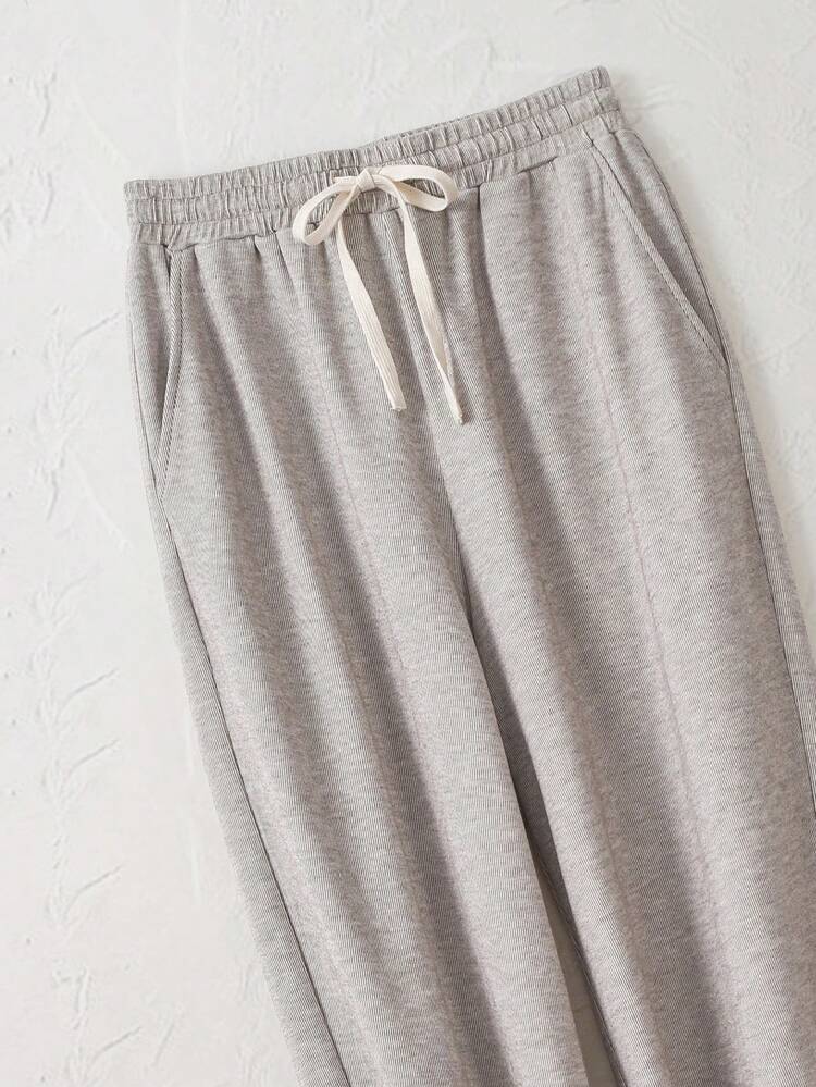 Pantalón de chándal casual de unicolor con cordón en la cintura para mujeres