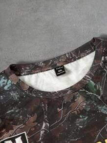 Manfinity EMRG 2pcs/Set Plus Size Men's Summer Letter Print Crew Neck Casual Short Sleeve T-Shirt And Drawstring Waist Shorts Set - Multicolor - View 4