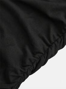 SHEIN Girlism Teen Girls Solid Color Knit Ruched Hem Slit Casual Tube Dress - Black - View 4