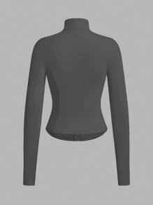 SHEIN EZwear 1 st grå stickad vindjacka för dam, höst/vinter - Grå - Visa 2