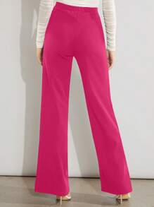 Amorya Women's Solid Color Straight Leg Casual/Work Pants - Hot Pink - View 2