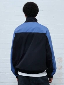 Manfinity NXTstreet Chaqueta sencilla con cremallera, manga larga y bloque de color con estampado de letras para hombre, para otoño e invierno - Multicolor - Ver 2