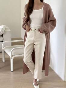 DAZY Women's Solid Color Long Lantern Sleeve Cardigan For Spring And Autumn,Long Sleeve Tops