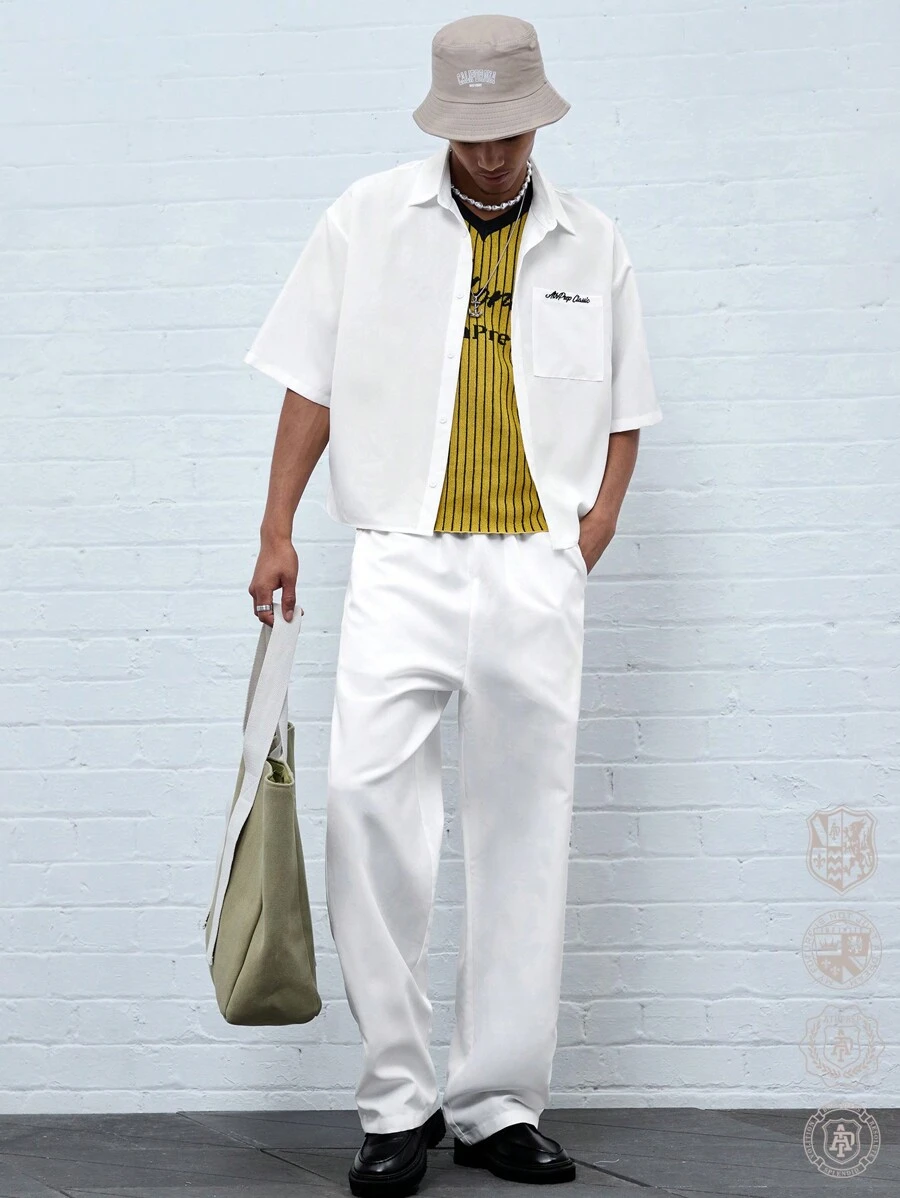 Manfinity VCAY 男士宽松短袖梭织衬衫套装