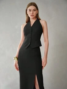 MOTF PREMIUM SOLID WAISTCOAT WITHOUT STEREO FLOWER - Black - View 6