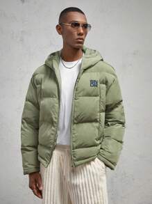 AKNOTIC Business Casual 1 pieza Abrigo holgado acolchado para hombre, adecuado para el invierno - Verde - Ver 3